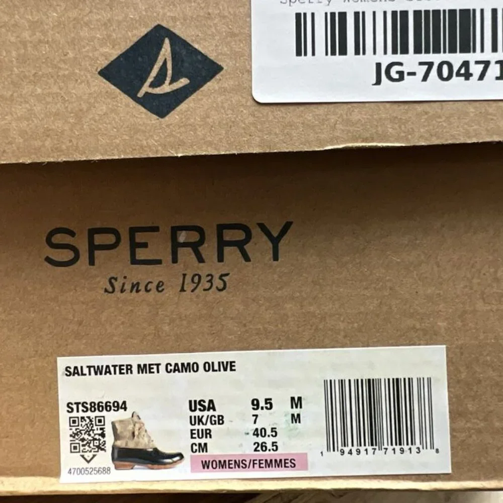 Sperry Womens Saltwater Camo Boots Size 9.5 M